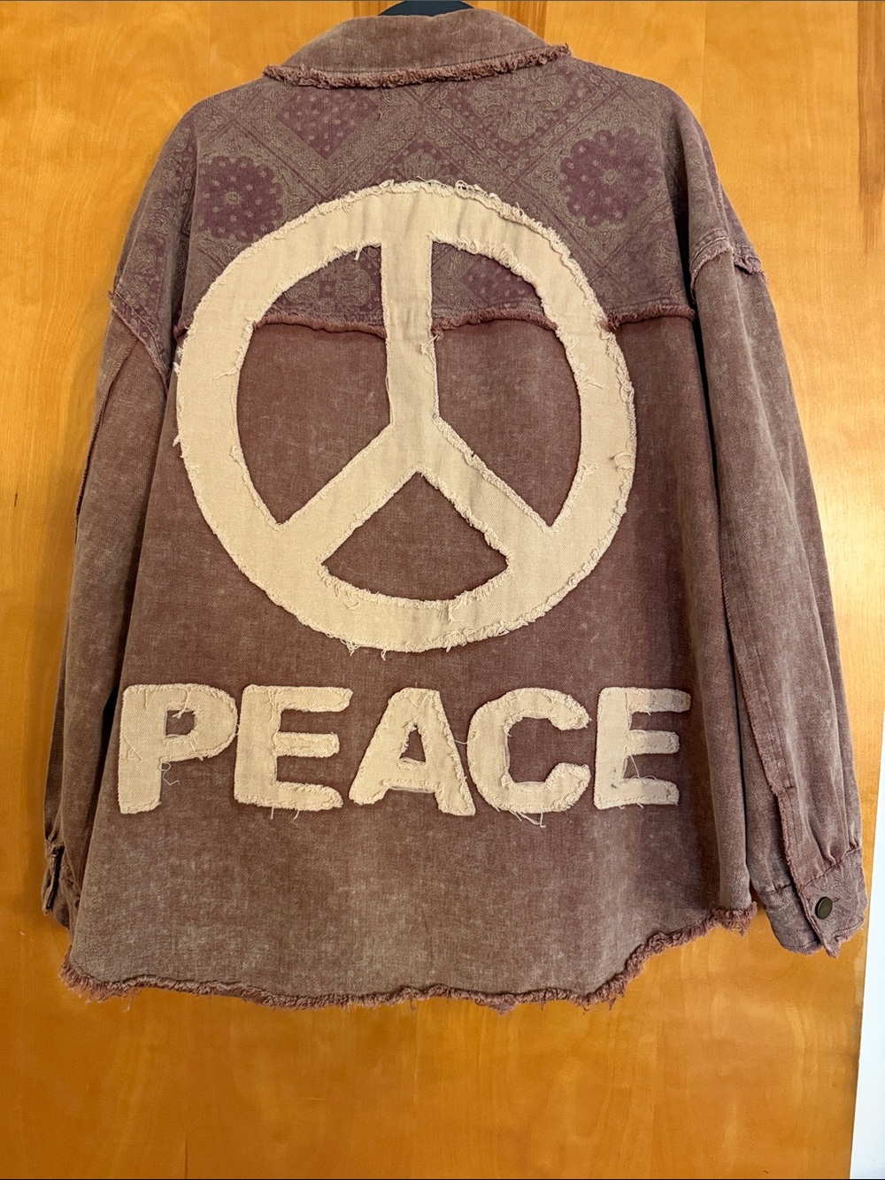 Oli & Hali Dusty Mauve Peace Patchwork Jacket With Exposed Seams NEVER WORN